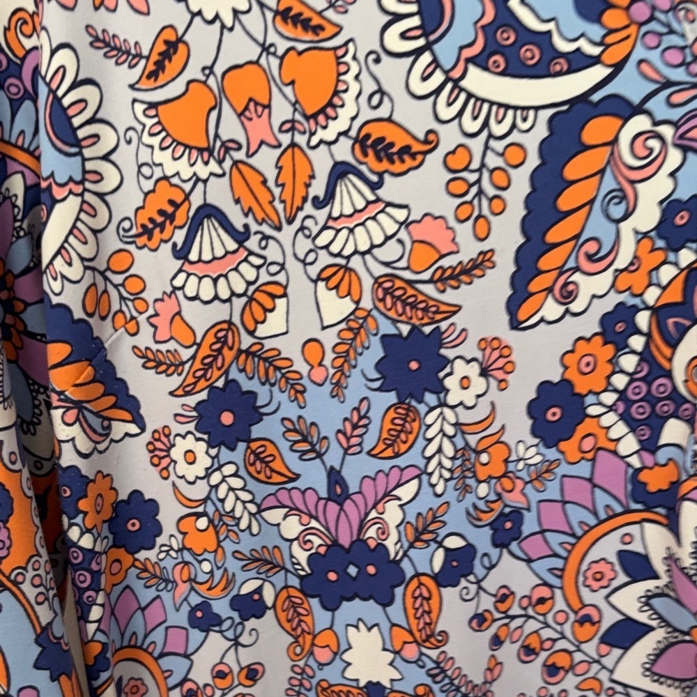 Talbots Floral Long Sleeve Dress - Orange and Blue- LP - Picture 3 of 3
